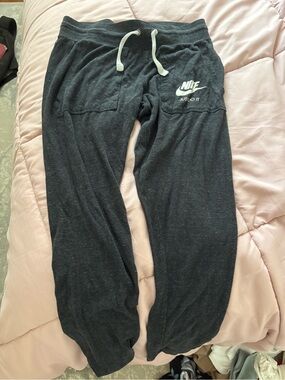 Nike Women Black Jogger Sweatpants with White Drawstring